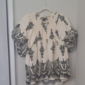 Chic Black and Cream Women's Blouse